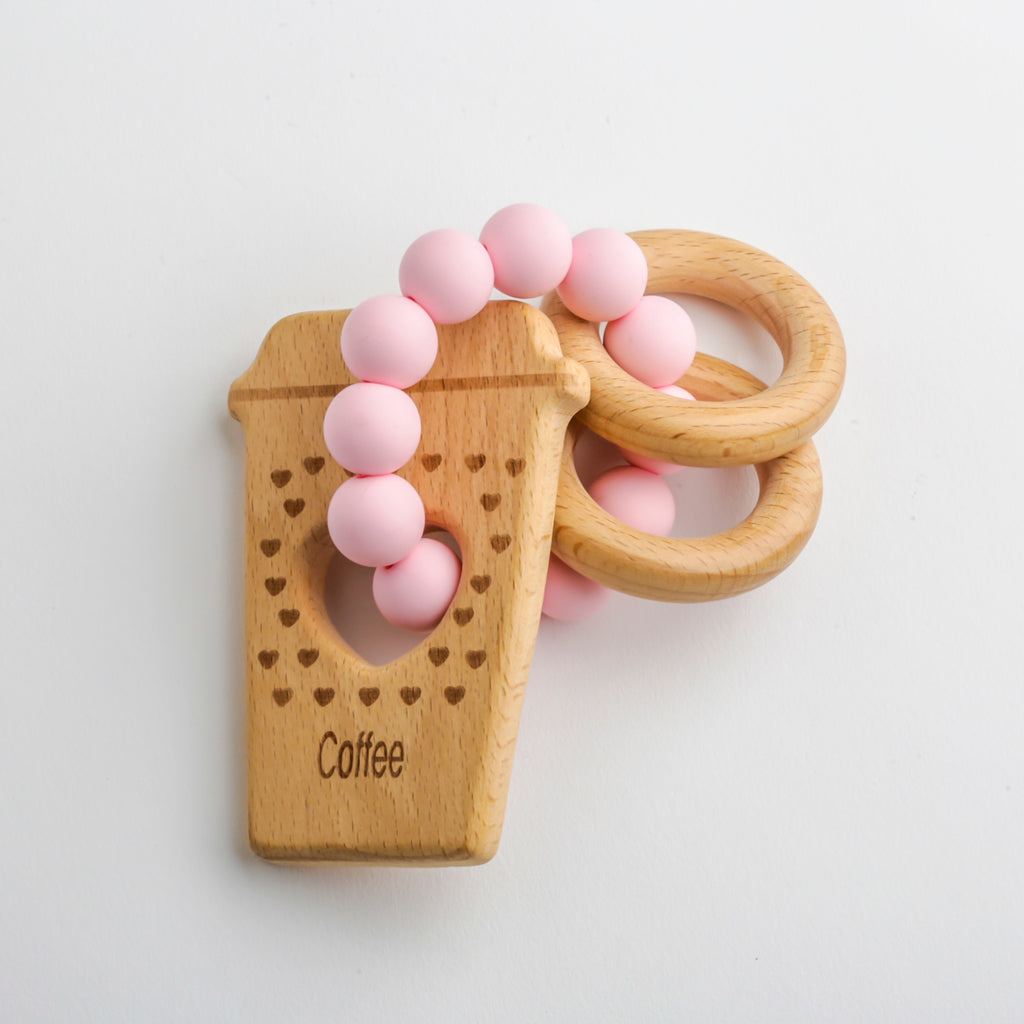 Pink Coffee Wooden Teether