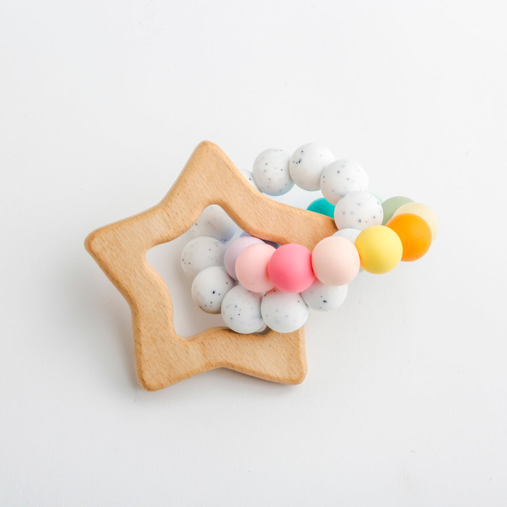 Rainbow Star Wooden / silicone teether