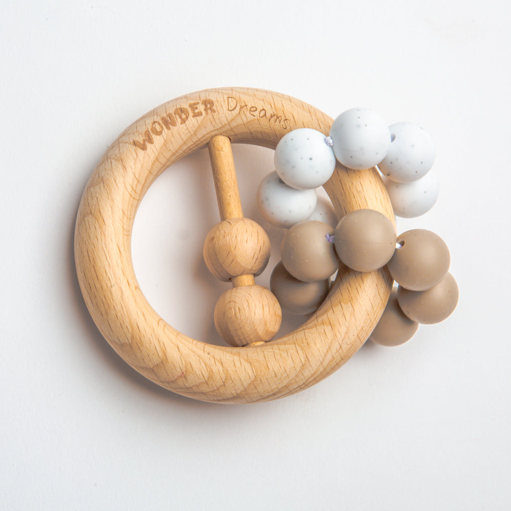 Peace Sign Wooden Teether - Sand
