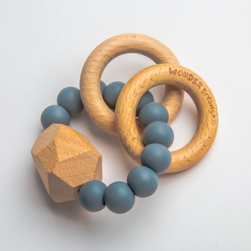 Extra Large Wooden Teether - Storm Blue