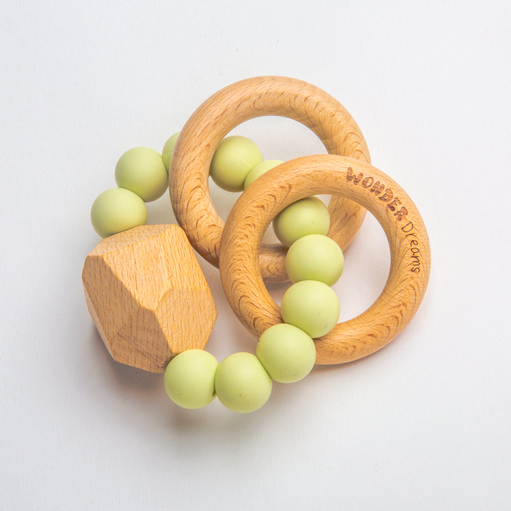Extra Large Wooden Teether - Lime Green
