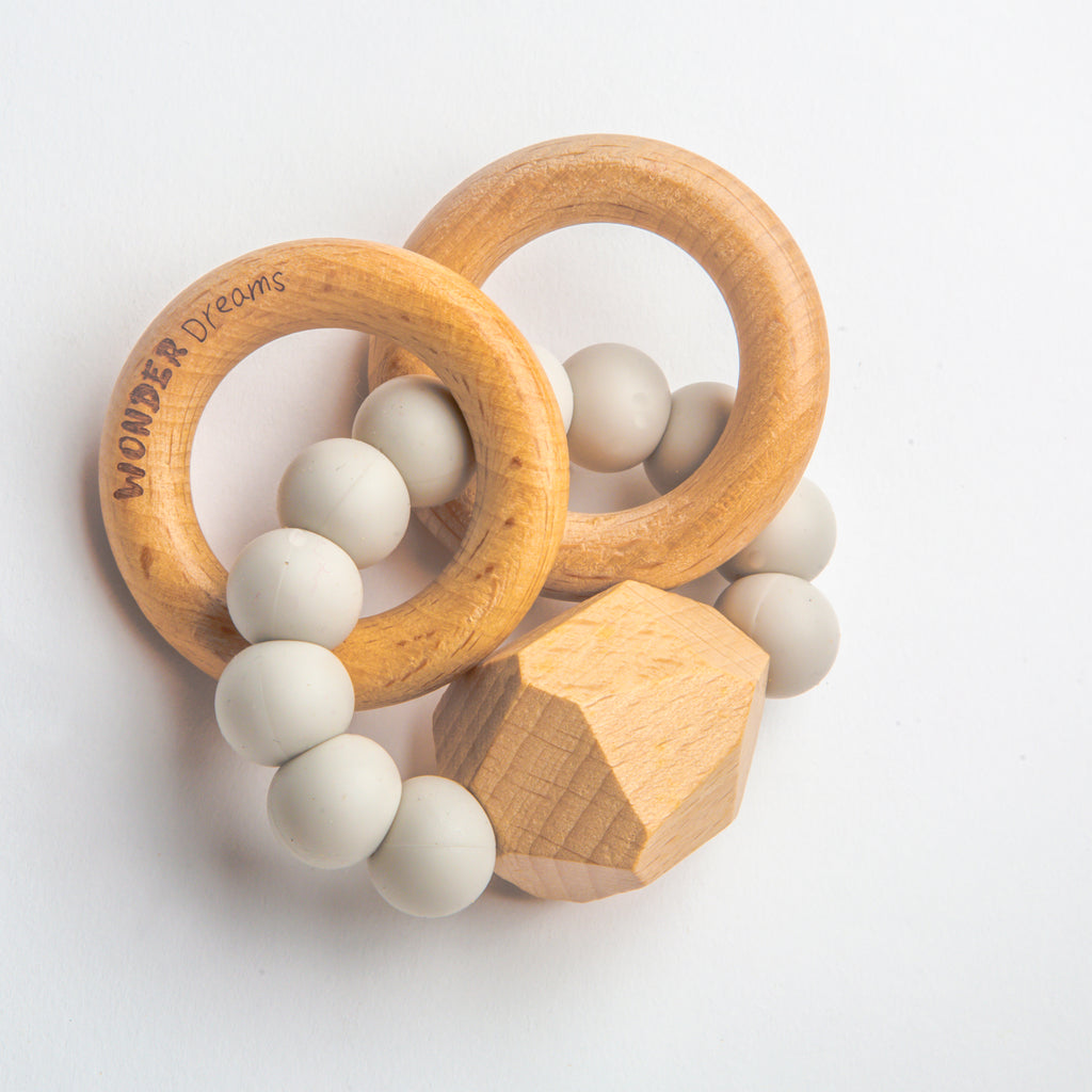 Extra Large Wooden Teether - Light Grey