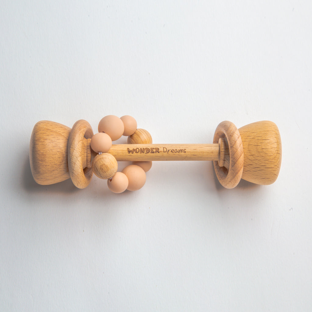 Wooden Baby Rattle / teether - Peachy