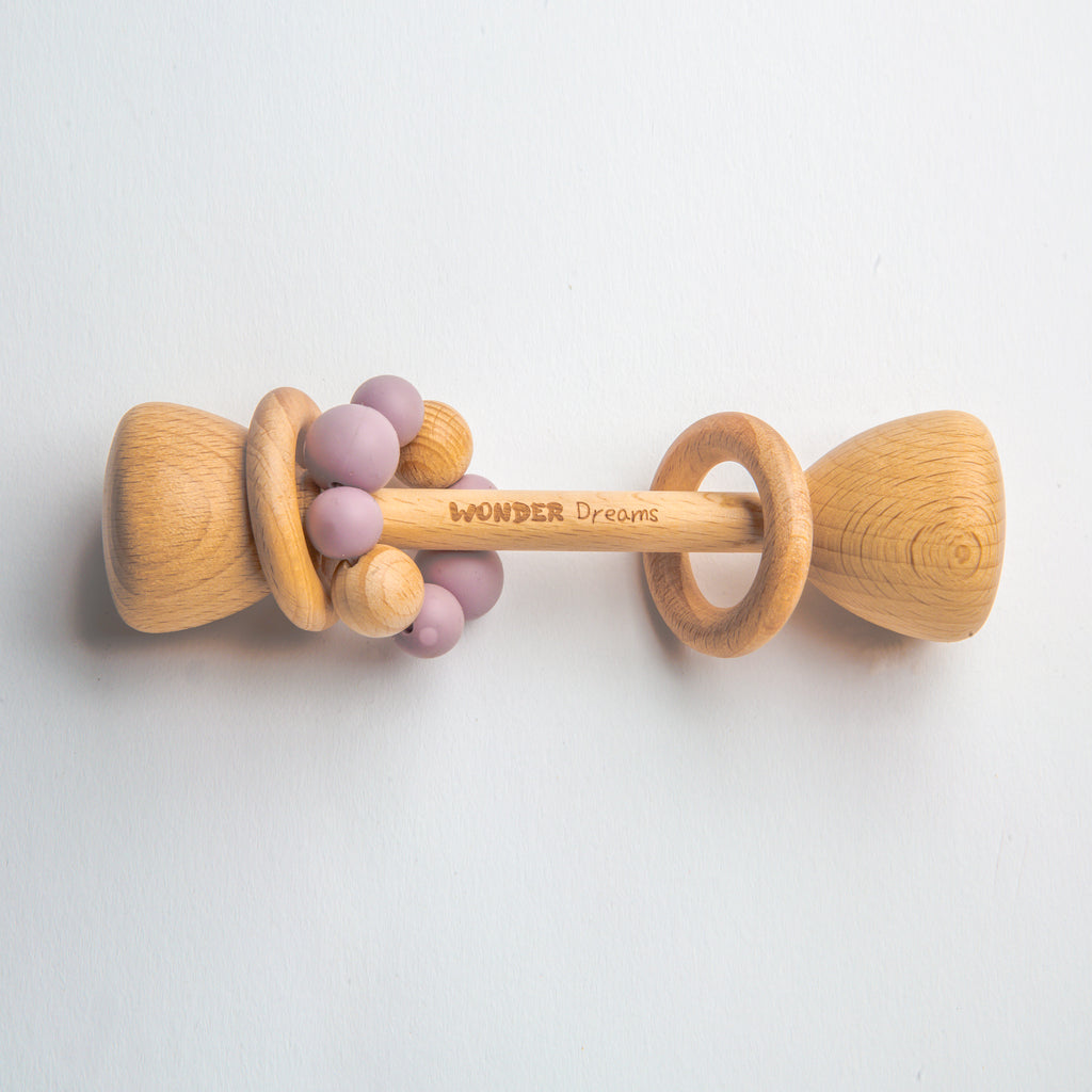 Wooden Baby Rattle / teether - Lilac