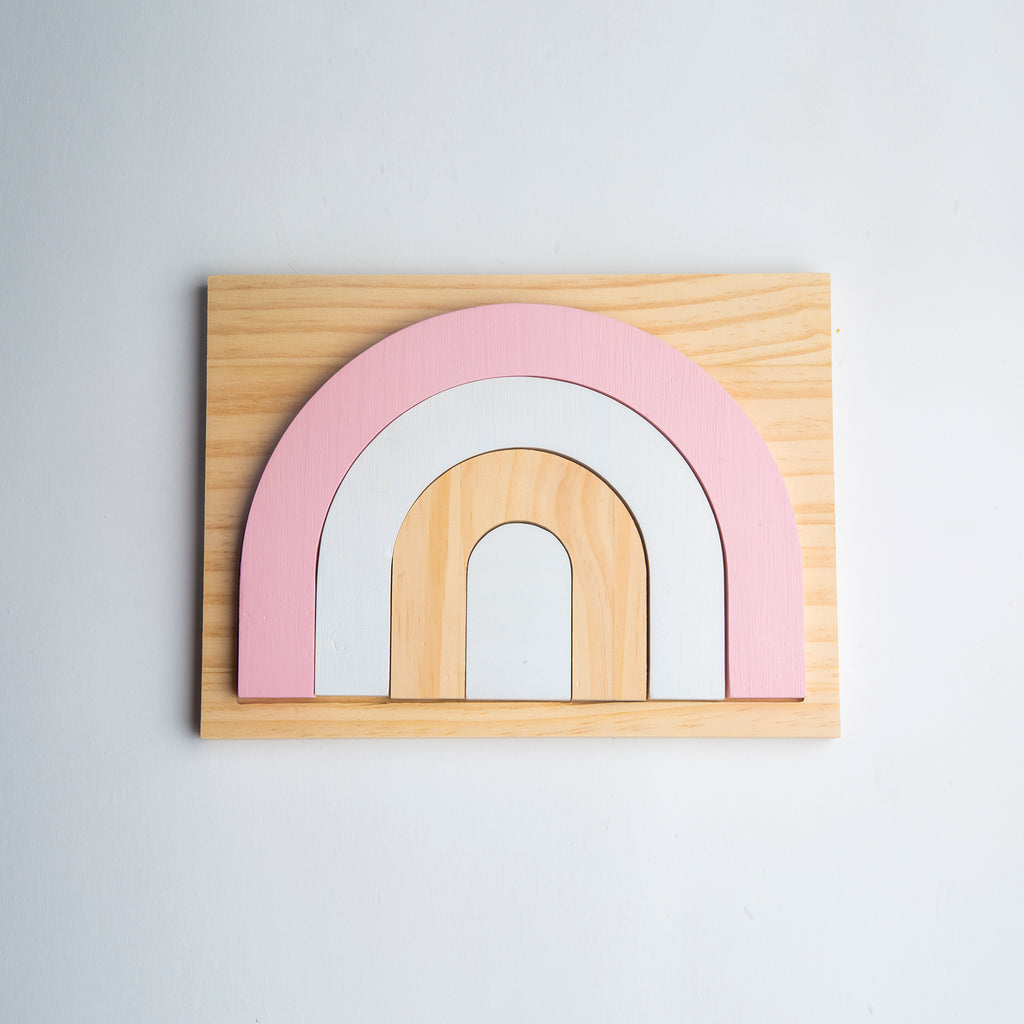 Wooden Rainbow Puzzle - Baby Pink