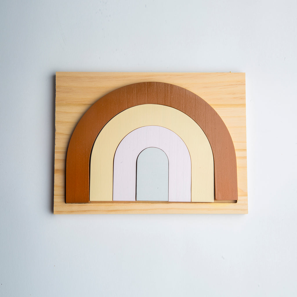 Wooden Rainbow Puzzle - Brown