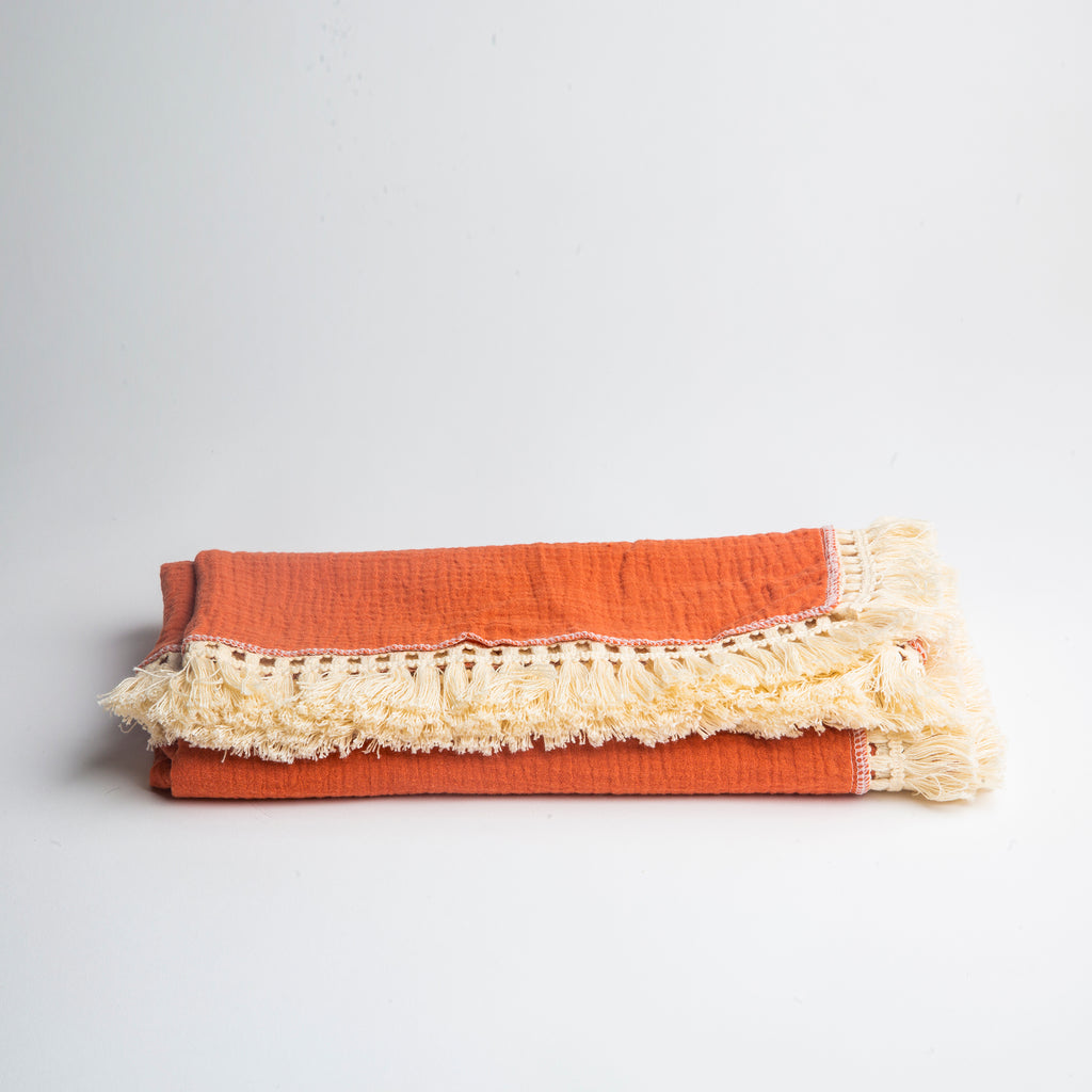 Boho Fringe Baby Blanket - Terracota