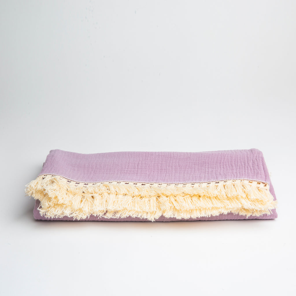 Boho Fringe Baby Blanket - Lilac