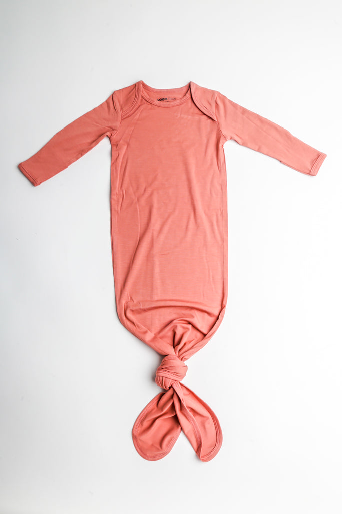 Baby Knotted Gown - Orangy Red