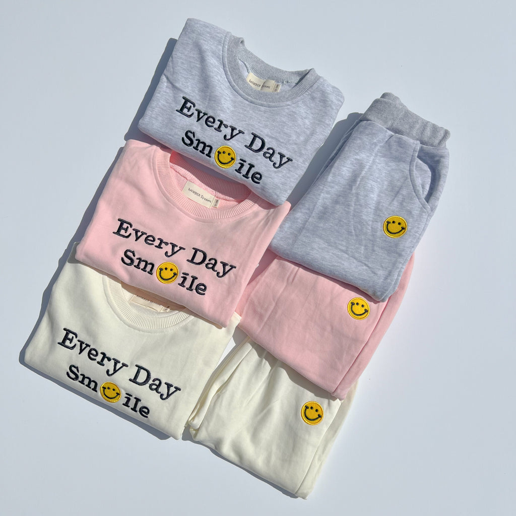 smiley face sweatshirt and jogger set 