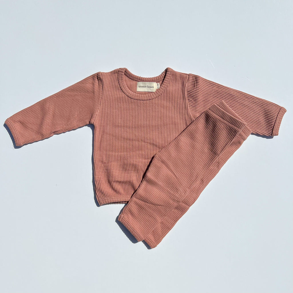 Baby and toddler ribbed lounge set - Mauve