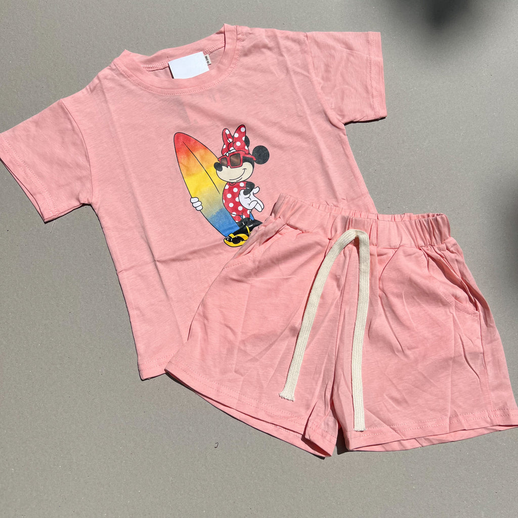 Disney Surfer Top and shorts set - Guava Pink Minnie