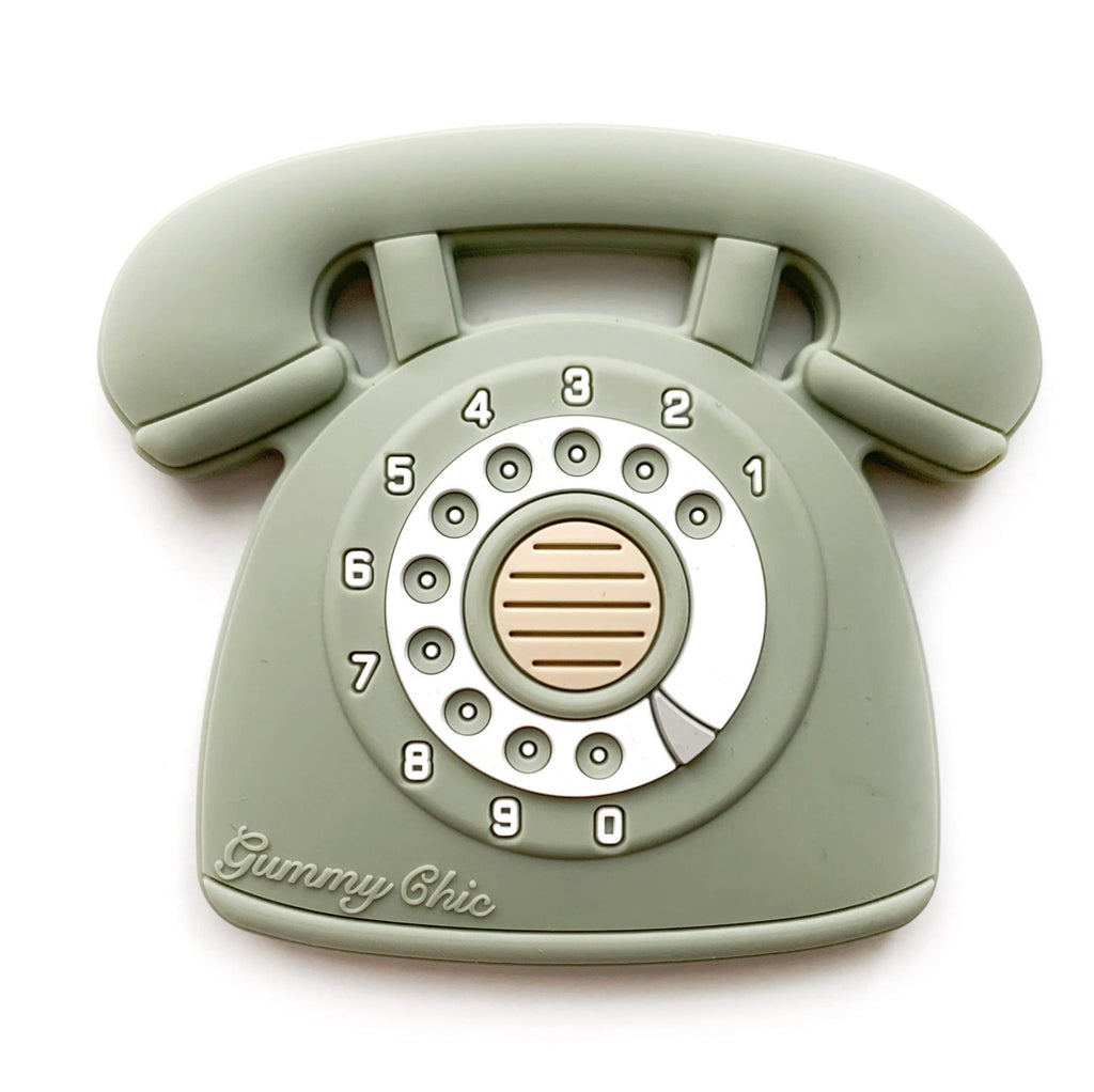 Rotary dial phone Silicone teether - Desert Sage
