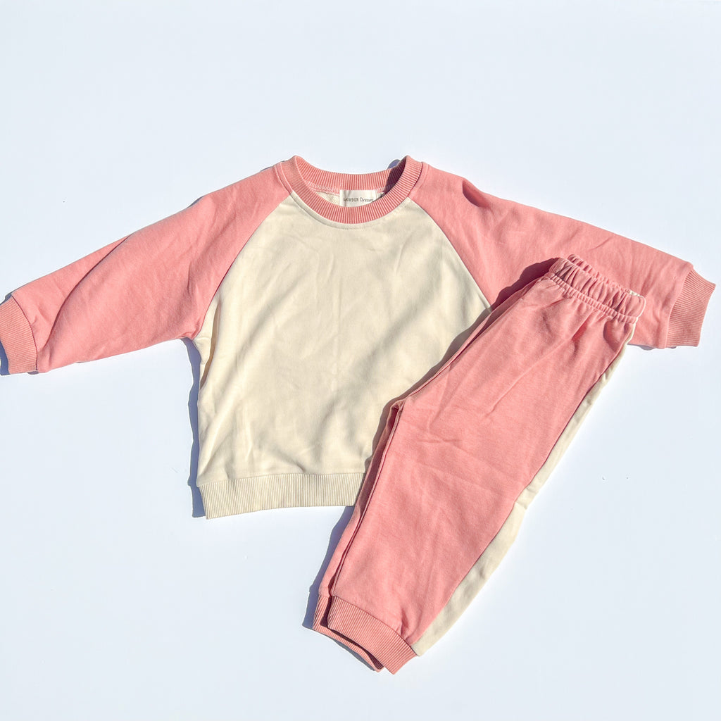 Kids Sweatshirt and Jogger pants set - Ivory / Pink