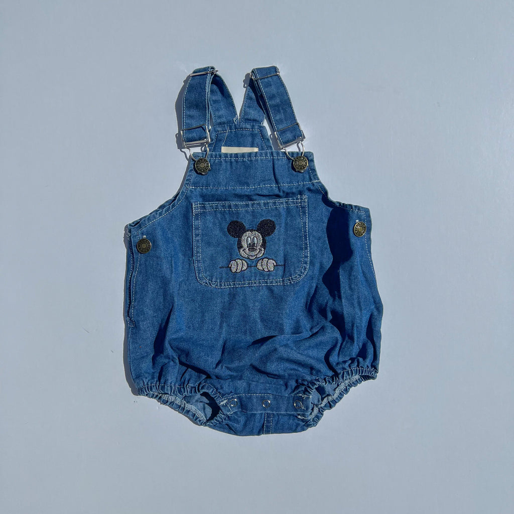 Mickey Jean bubble romper overalls - Dark blue jean