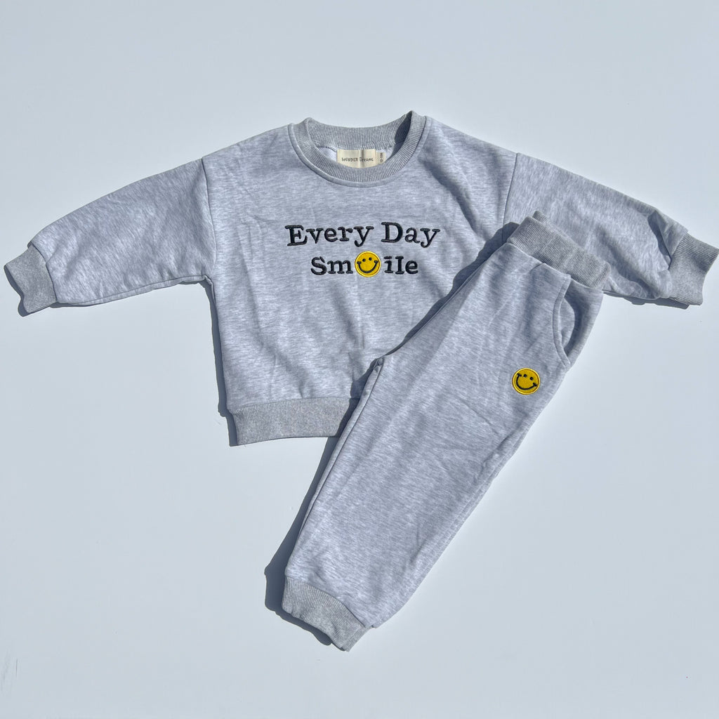 Kids Every Day Smile Sweatshirt and Jogger pants set - Light Grey