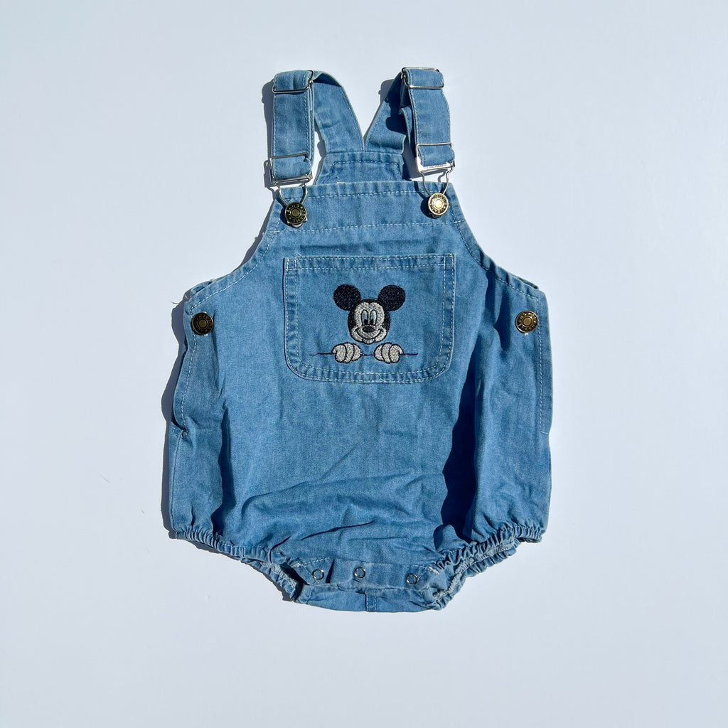 Mickey Jean bubble romper overalls - Light blue jean