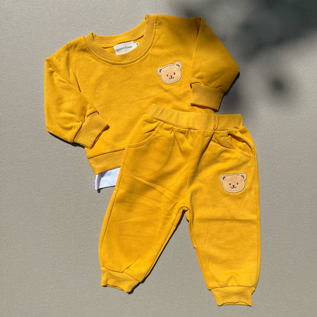 Mustard yellow Bear sweatshirt and joggers matching set